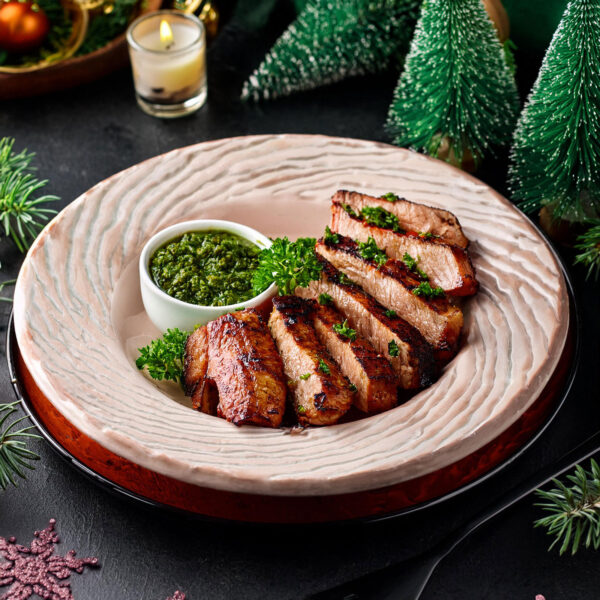 GRILLED PORK STRIPS WITH CHIMICHURRI SAUCE